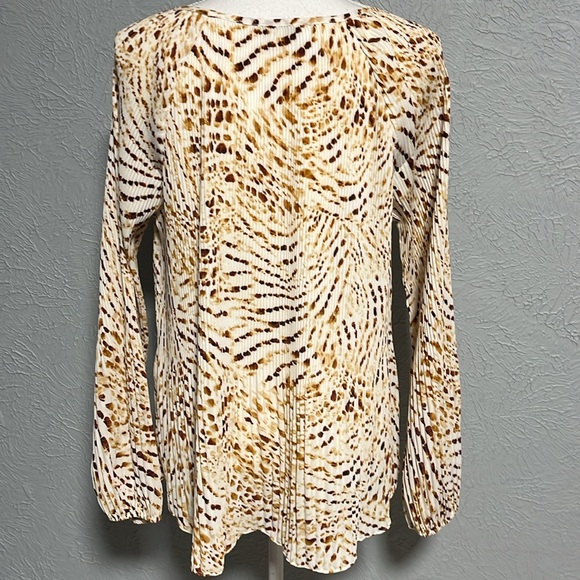 SIONI Pleated Long Sleeve Scoop Neck Blouse Large - Picture 5 of 7